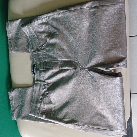 Express High-waisted Skinny Silver Metalic Pants, 10S, 24" Inseam - Picture 1 of 7